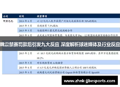 魏震禁赛罚款后引发九大反应 深度解析球迷媒体及行业反应